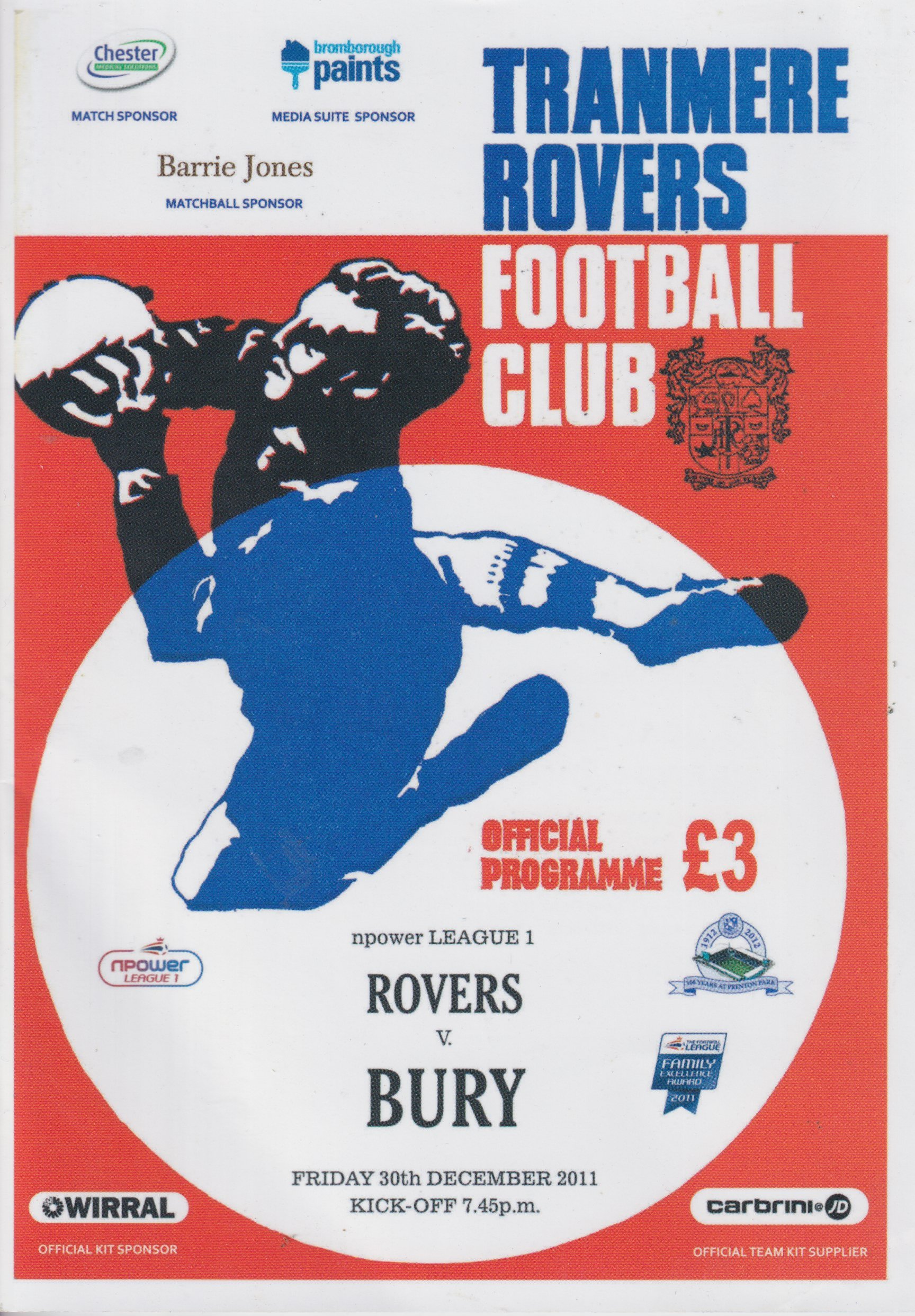 Tranmere Rovers v Bury match programme